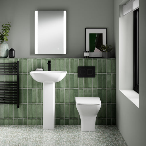 Nuie Ava back to wall toilet pan in a contemporary bathroom