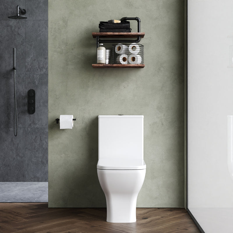 Nuie Ava rimless close coupled toilet in a contemporary bathroom