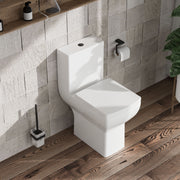 Nuie Ava rimless comfort height close coupled toilet fitted in a family bathroom