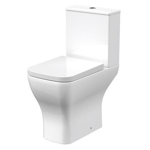 Nuie Ava rimless comfort height close coupled toilet with cistern and seat in white