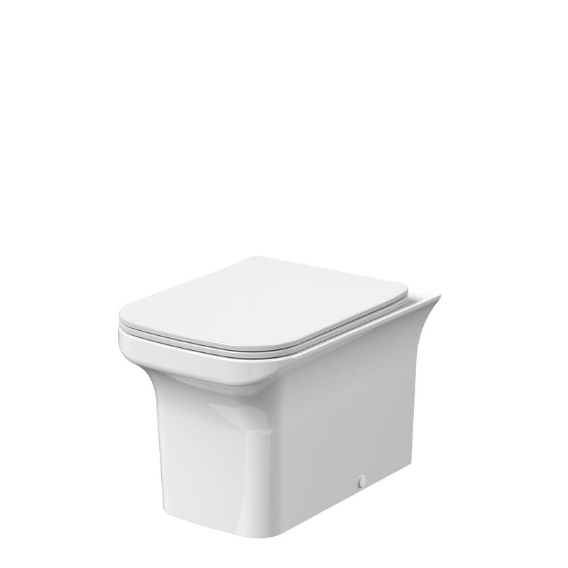 Nuie Ava square back to wall toilet pan with soft close seat in white