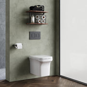 Nuie Ava compact wall hung toilet pan fitted above clear floor space
