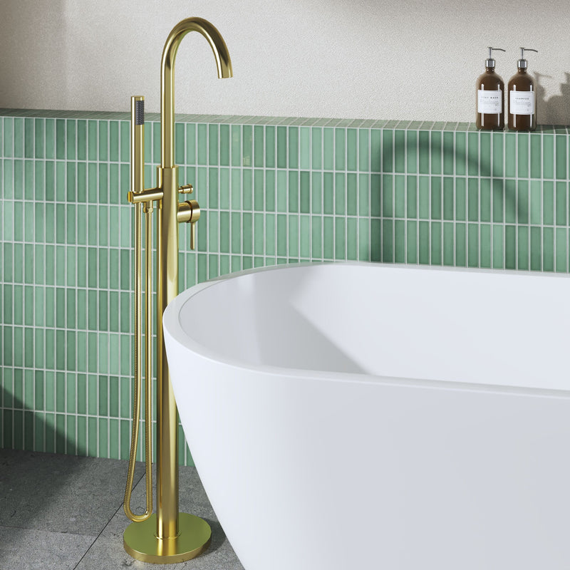 Nuie Aztec Freestanding Bath Shower Mixer Brushed Brass lifestyle image