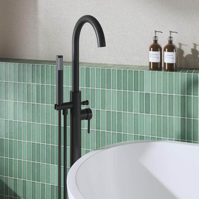 Nuie Aztec Freestanding Bath Shower Mixer Matt Black lifestyle image