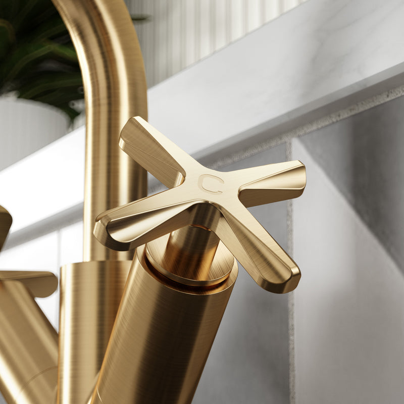 Nuie Aztec Mono Basin Mixer Brushed Brass lifestyle image