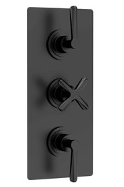 Nuie Aztec Triple Concealed Thermostatic Shower Valve 2 Outlet Matt Black CLL4211