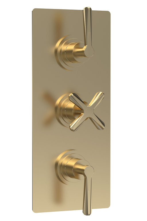 Nuie Aztec Triple Concealed Thermostatic Shower Valve with Diverter 3 Outlet Brushed Brass CLL8023