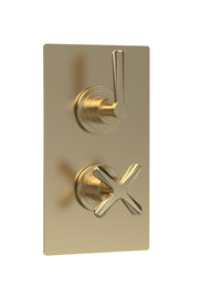 Nuie Aztec Twin Concealed Thermostatic Shower Valve 1 Outlet Brushed Brass CLL8210
