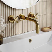 Nuie Aztec Wall Mounted Basin Mixer Brushed Brass lifestyle image