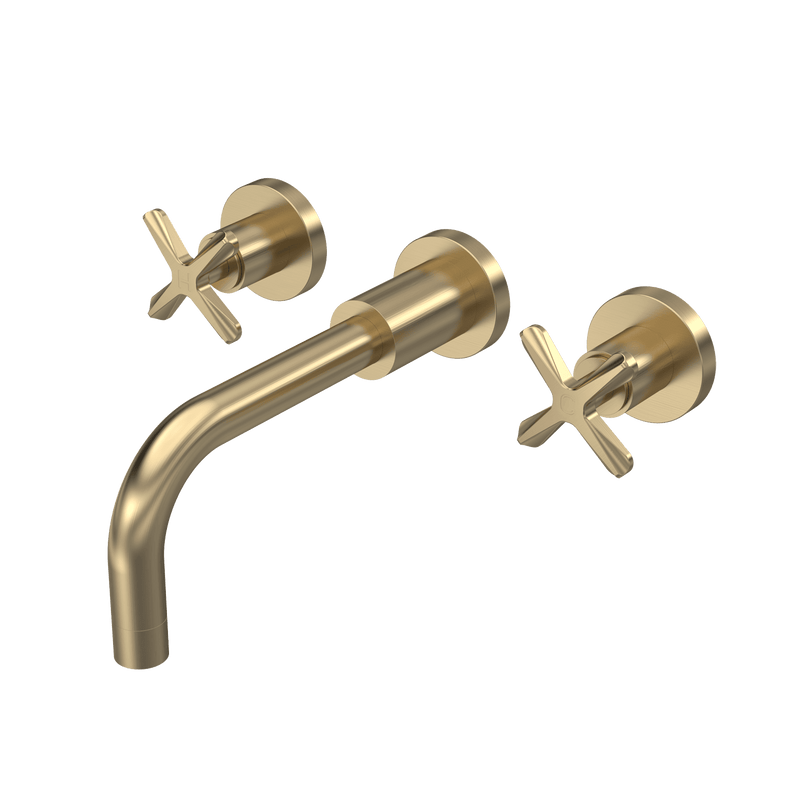 Nuie Aztec Wall Mounted Basin Mixer Brushed Brass CLX817