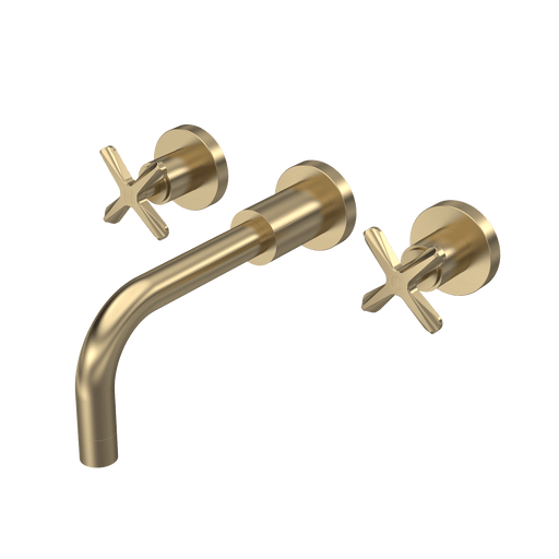 Nuie Aztec Wall Mounted Basin Mixer Brushed Brass CLX817