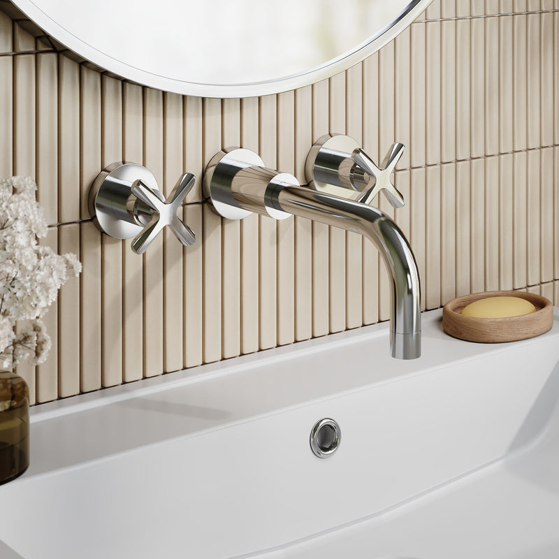 Nuie Aztec Wall Mounted Basin Mixer Chrome lifestyle image