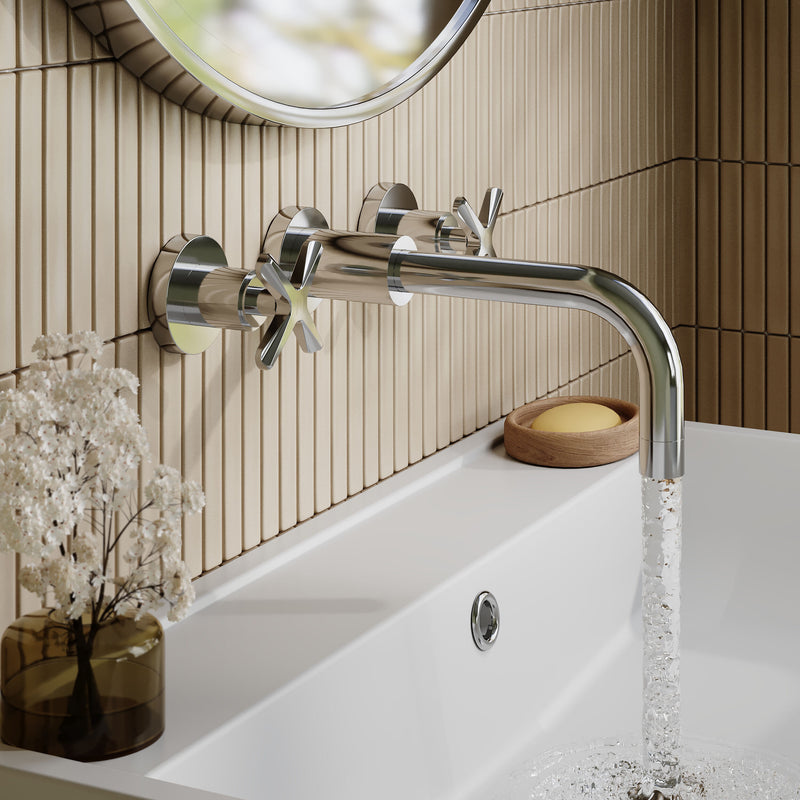 Nuie Aztec Wall Mounted Basin Mixer Chrome lifestyle image