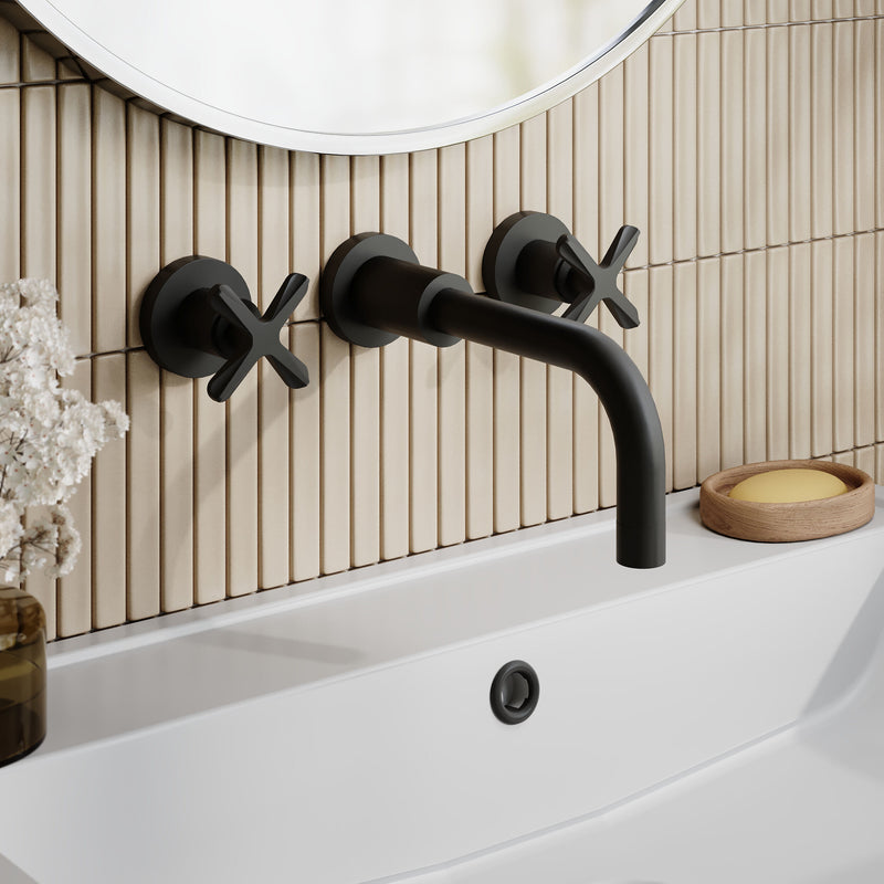 Nuie Aztec Wall Mounted Basin Mixer Matt Black lifestyle image