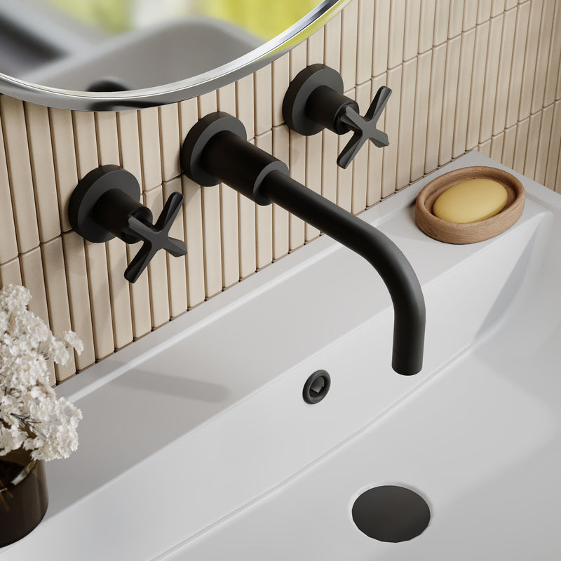 Nuie Aztec Wall Mounted Basin Mixer Matt Black lifestyle image
