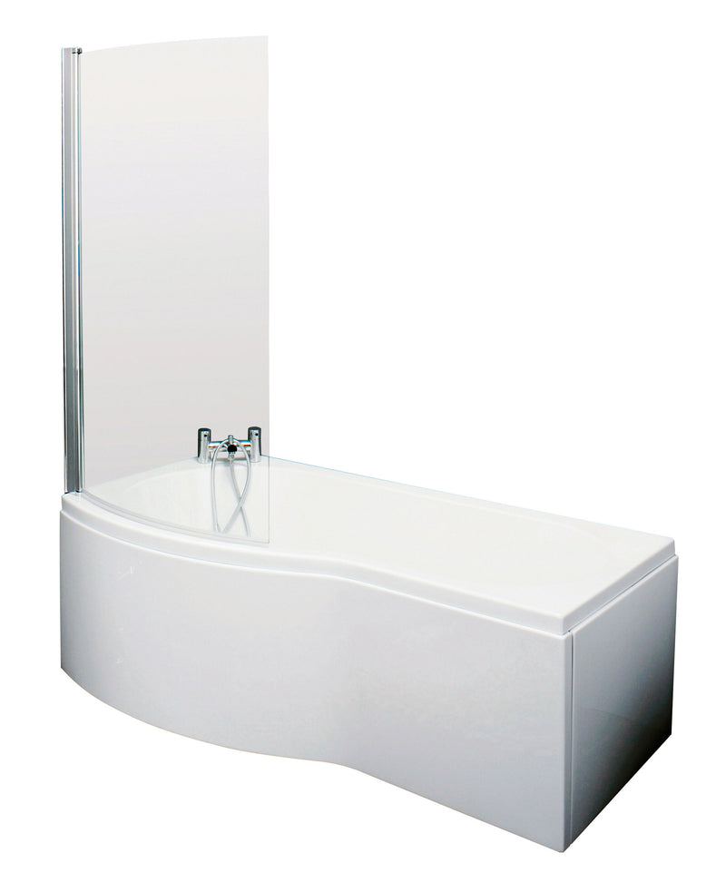 Nuie B-Shaped Shower Bath Set with Screen, Panel & Legs (All Sizes) in 1700mm Left Hand (SBATH07)
