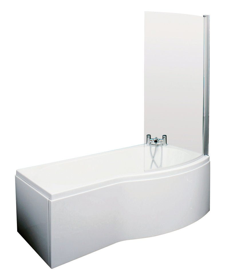 Nuie B-Shaped Shower Bath Set with Screen, Panel & Legs (All Sizes) in 1700mm Right Hand (SBATH08)