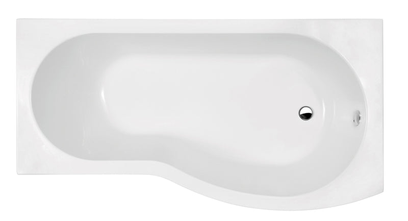 Nuie B-Shaped Shower Bath with Legs (All Sizes) in 1495mm Right Hand (WBB1585R)