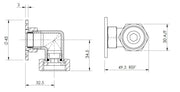 Nuie Back to Wall Shower Elbow Chrome (VQE001) line drawing