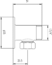 Nuie Backplate Elbow Unions for Bar Shower Valves Chrome (A312) line drawing