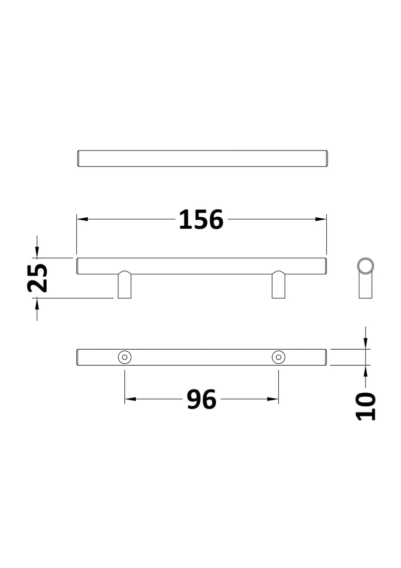 Nuie Bar Furniture Handles (All Sizes) line drawing