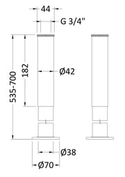 Nuie Bath Legs with Adjustable Shrouds Chrome (DA314) line drawing
