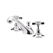 Nuie Beaumont 3 Tap Hole Basin Mixer with Pop Up Waste in chrome with crosshead handles (I307X)