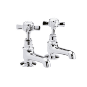 Nuie Beaumont Basin Taps (Pair) in chrome with crosshead handles (I321XE)