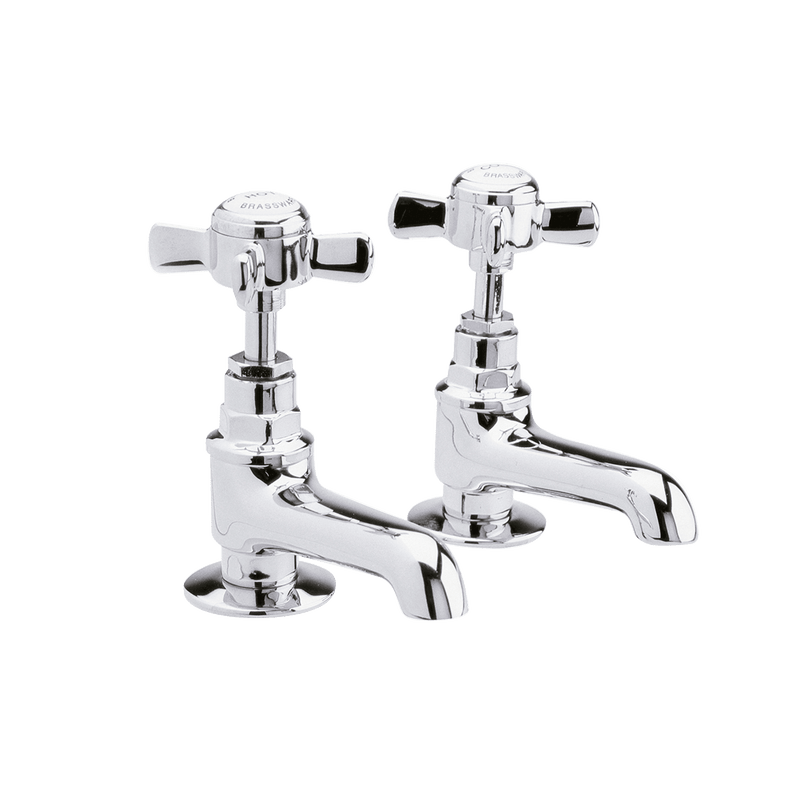 Nuie Beaumont Basin Taps (Pair) in chrome with crosshead handles (I321XE)