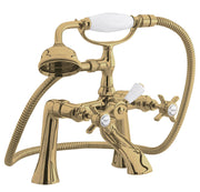 Nuie Beaumont 1/2" Bath Shower Mixer in brushed brass with crosshead handles (I804X)