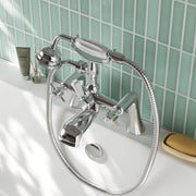 Nuie Beaumont 1/2" Bath Shower Mixer in chrome lifestyle bathroom setting (I304X)