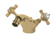Nuie Beaumont Bidet Mixer with Pop Up Waste in brushed brass with crosshead handles (I806X)