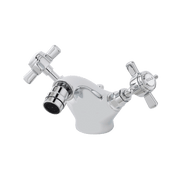 Nuie Beaumont Bidet Mixer with Pop Up Waste in chrome with crosshead handles (I306X)