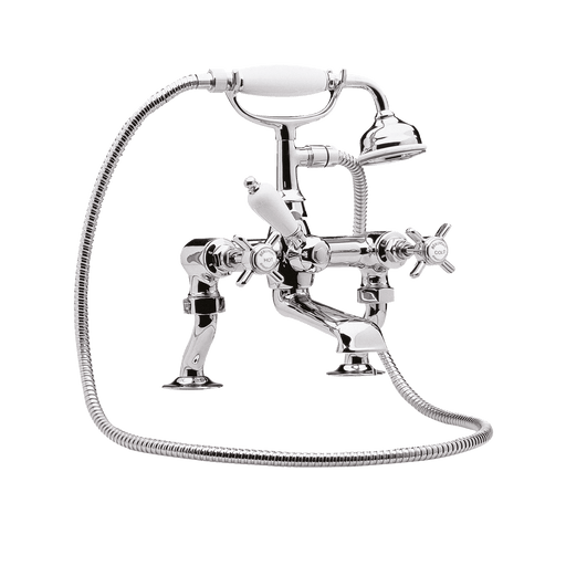 Nuie Beaumont Luxury 3/4" Cranked Bath Shower Mixer in chrome with crosshead handles (I303X)