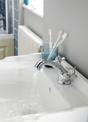 Nuie Beaumont Luxury Mono Basin Mixer with Pop Up Waste in chrome lifestyle bathroom setting (I305X)