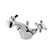 Nuie Beaumont Mono Basin Mixer with Pop Up Waste in chrome with crosshead handles (I345X)