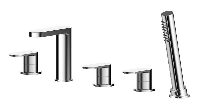 Nuie Binsey 5 Tap Hole Deck Mounted Bath Shower Mixer Chrome BIN314