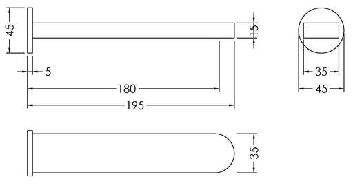 Nuie Binsey Bath Spout Chrome dimensions diagram BIN300