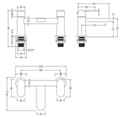 Nuie Binsey Deck Mounted Bath Filler Chrome dimensions diagram BIN303