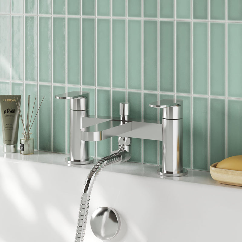 Nuie Binsey Deck Mounted Bath Shower Mixer with Kit Chrome lifestyle image