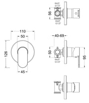 Nuie Binsey Manual Shower Valve Chrome dimensions diagram BINMV10