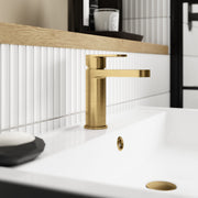 Nuie Binsey Mono Basin Mixer With Push Button Waste Brushed Brass lifestyle image