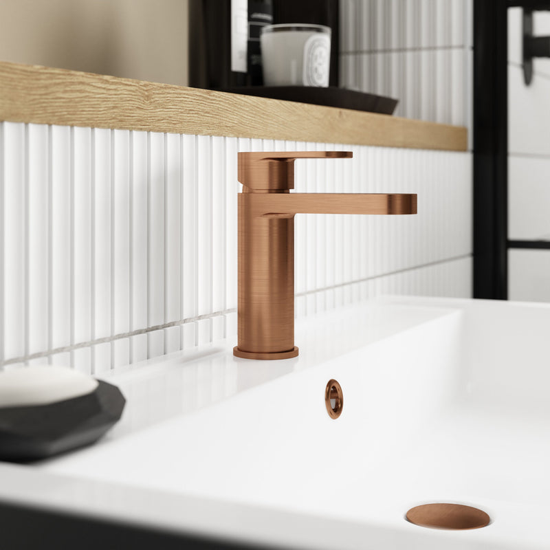 Nuie Binsey Mono Basin Mixer With Push Button Waste Brushed Bronze lifestyle image