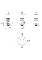 Nuie Binsey Triple Concealed Shower Valve With Diverter Chrome dimensions diagram BINWD14