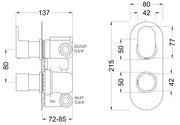 Nuie Binsey Twin Thermostatic Shower Valve With Diverter Chrome dimensions diagram BINTW02