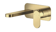 Nuie Binsey Wall Mounted Basin Mixer 2 Tap Hole With Plate Brushed Brass BIN828
