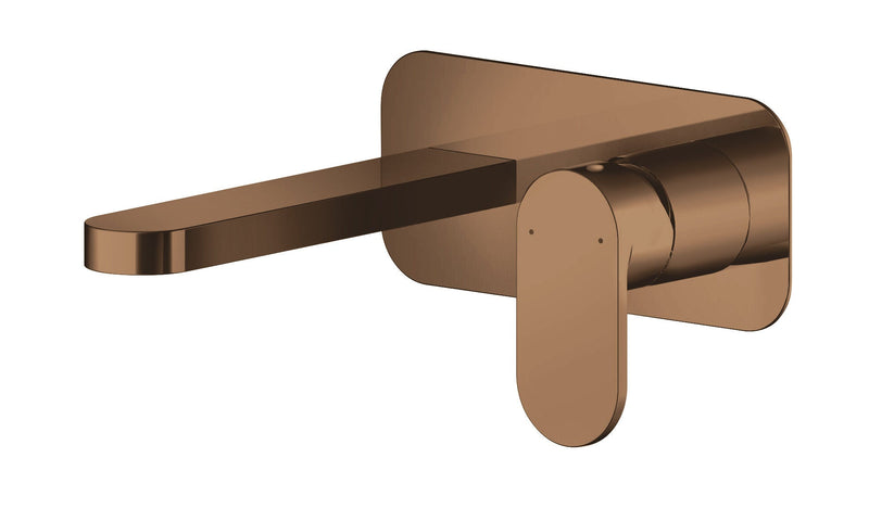 Nuie Binsey Wall Mounted Basin Mixer 2 Tap Hole With Plate Brushed Bronze BIN1528