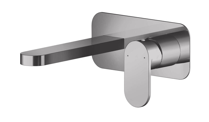 Nuie Binsey Wall Mounted Basin Mixer 2 Tap Hole With Plate Brushed Pewter BIN728