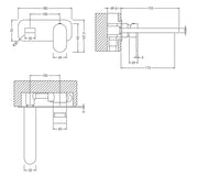 Nuie Binsey Wall Mounted Basin Mixer 2 Tap Hole With Plate Chrome dimensions diagram BIN328