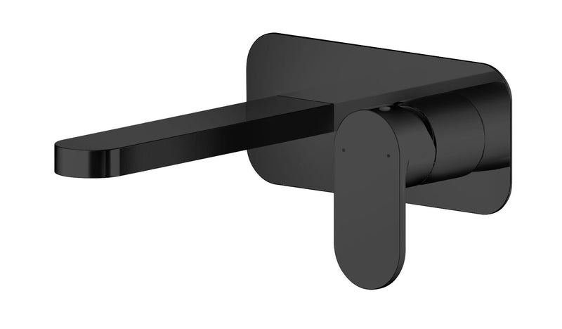 Nuie Binsey Wall Mounted Basin Mixer 2 Tap Hole With Plate Matt Black BIN428